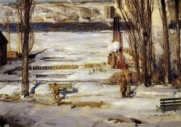 George Wesley Bellows Painting - Un paisaje realista de la nieve de la mañana George Wesley Bellows